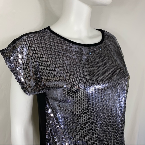 Sasha Black & Silver Sheer Sequins Blouse - Picture 2 of 5